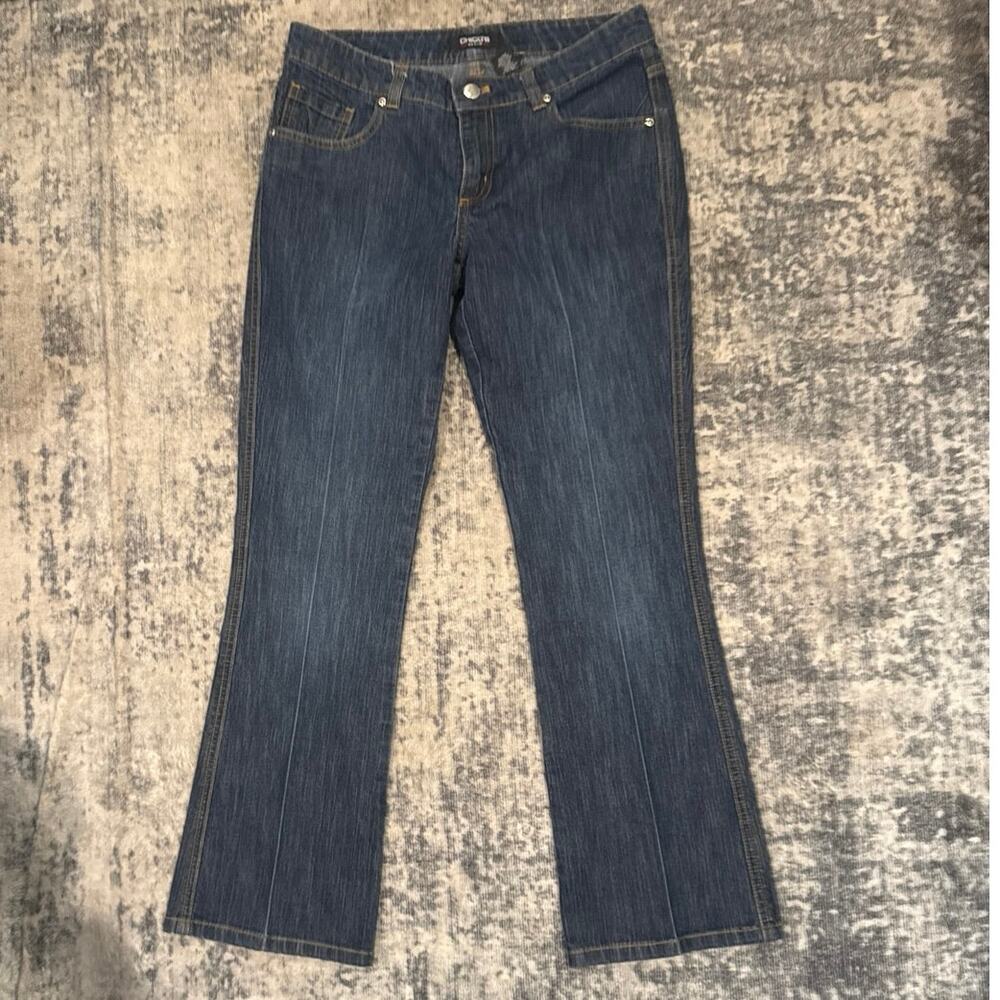 Blue Denim Regular 5 Pocket Jeans Jeweled Back Pockets Size 0, S, 4 Short